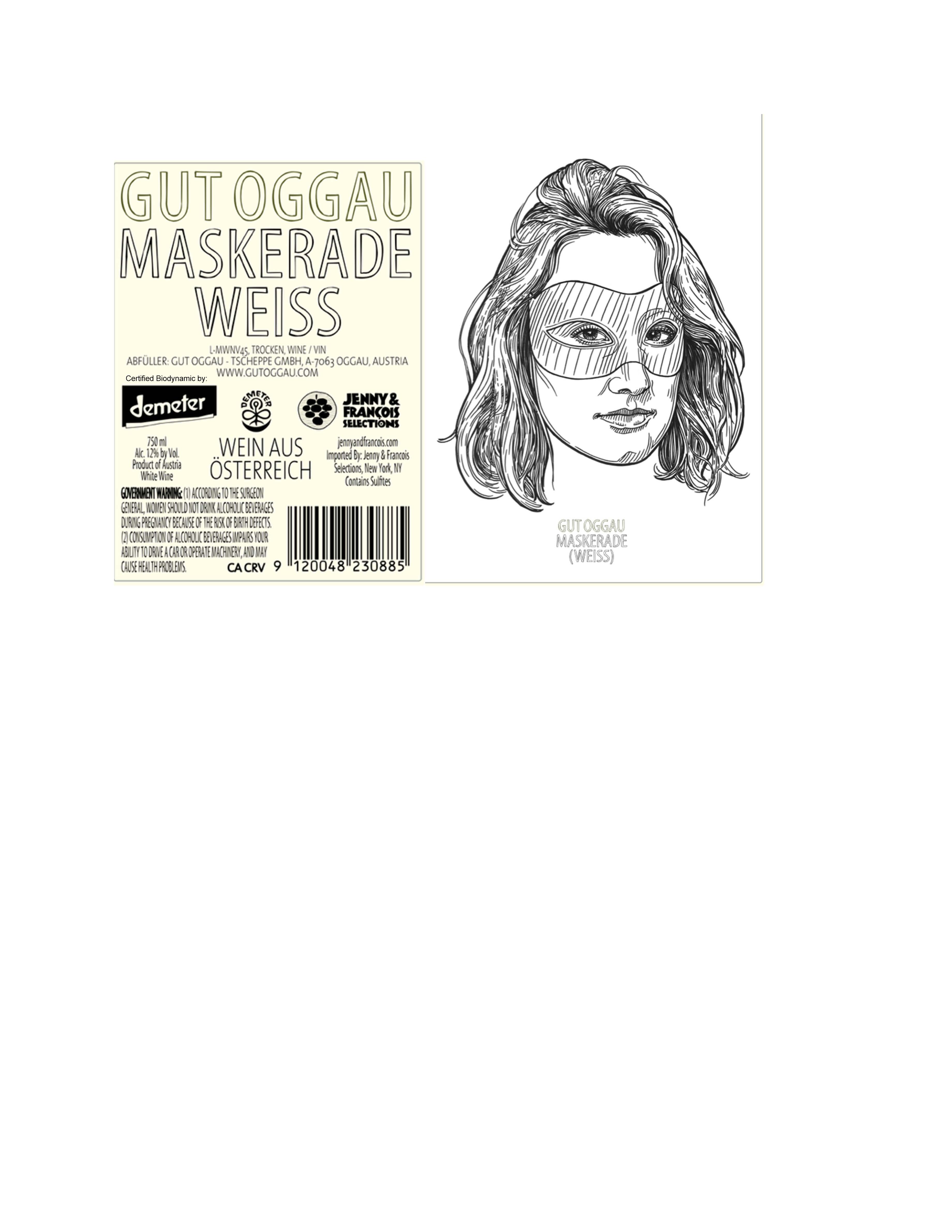 TABC label artwork for GUT OGGAU MASKERADE WEISS 12/750 mL