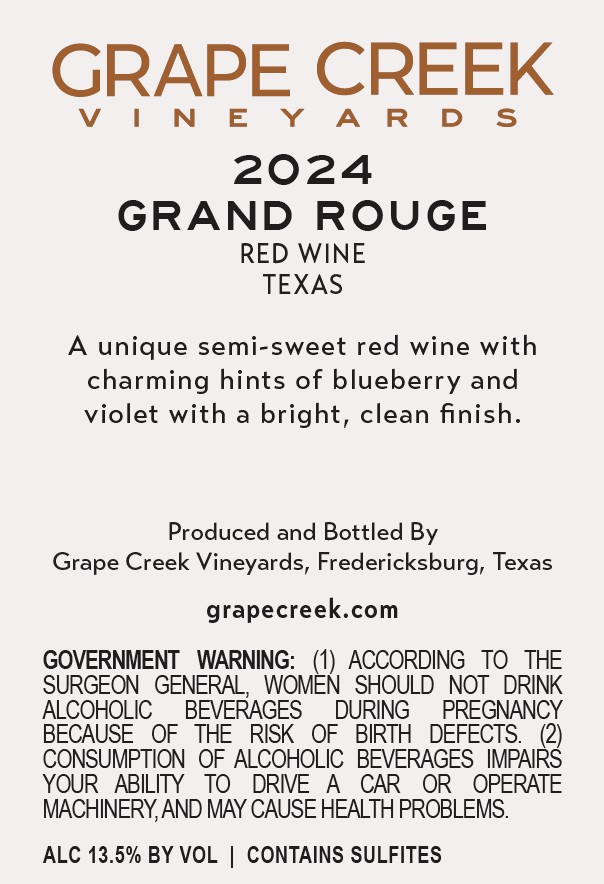 TABC label artwork for 2024 Grand Rouge