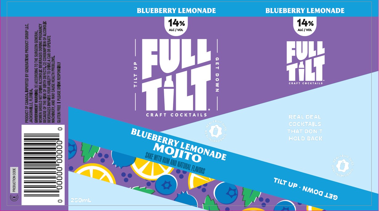 TABC label artwork for Full Tilt Blueberry Lemonade Mojito
