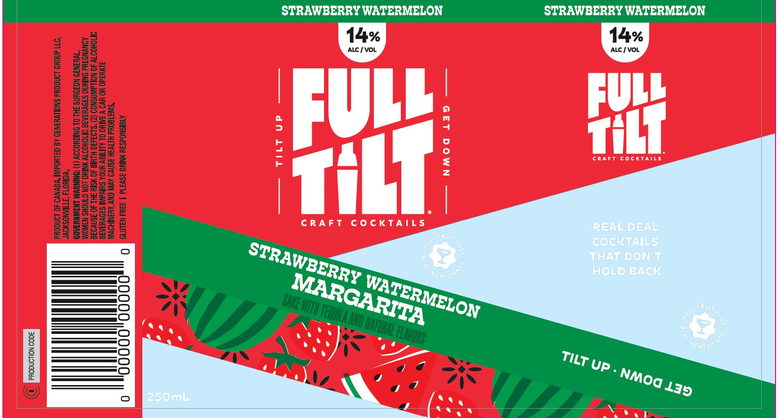 TABC label artwork for Full Tilt Strawberry Watermelon Margarita