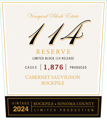 TABC label artwork for Vineyard Block Estate Block 114 Cabernet Sauvignon Rockpile