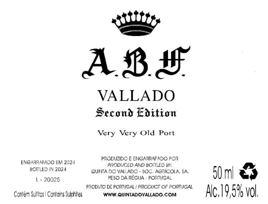 TABC label artwork for Vallado ABF Second Edition Very Very Old Port