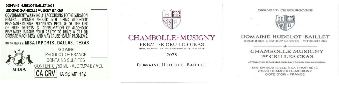 TABC label artwork for DOMAINE HUDELOT BAILLET LES CRAS