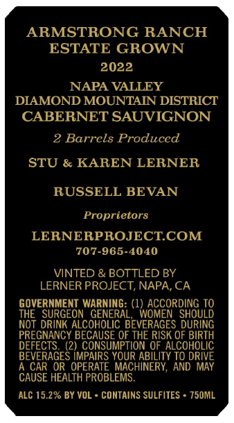 TABC label artwork for Lerner Project - Armstrong Ranch