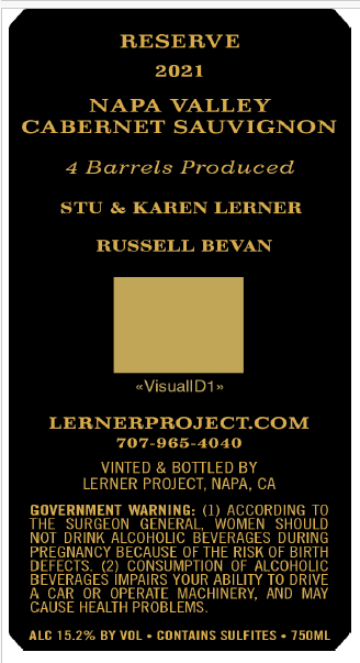TABC label artwork for Lerner Project - Reserve Cabernet Sauvignon