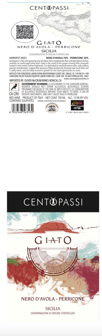 TABC label artwork for CENTOPASSI GIATO ROSSO