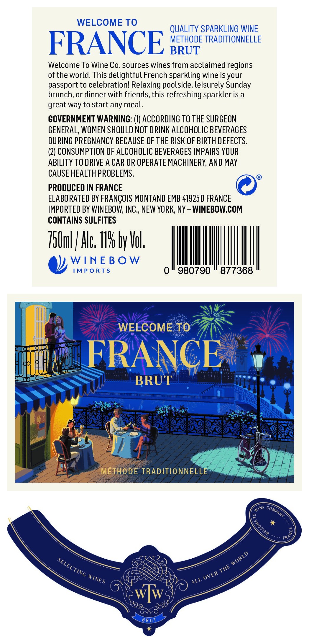 TABC label artwork for Winebow/Welcome to France Brut