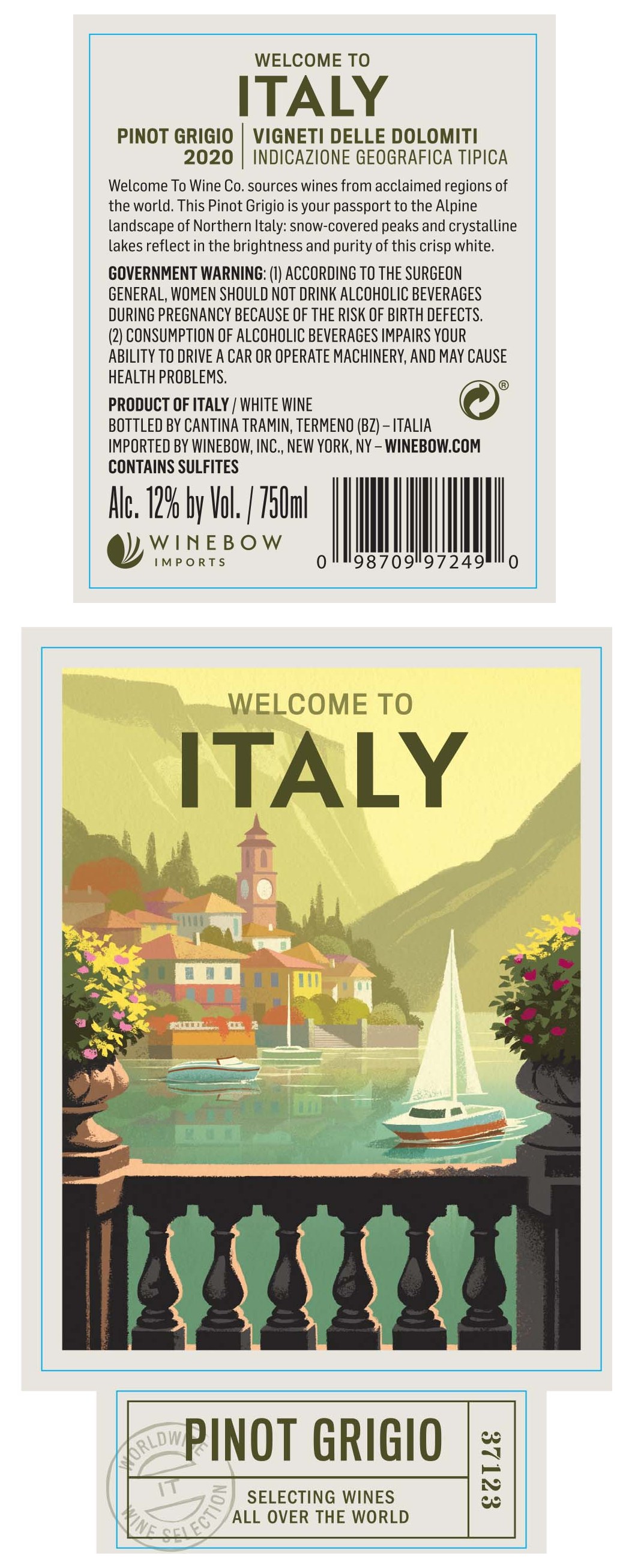 TABC label artwork for Welcome To Italy Pinot Grigio