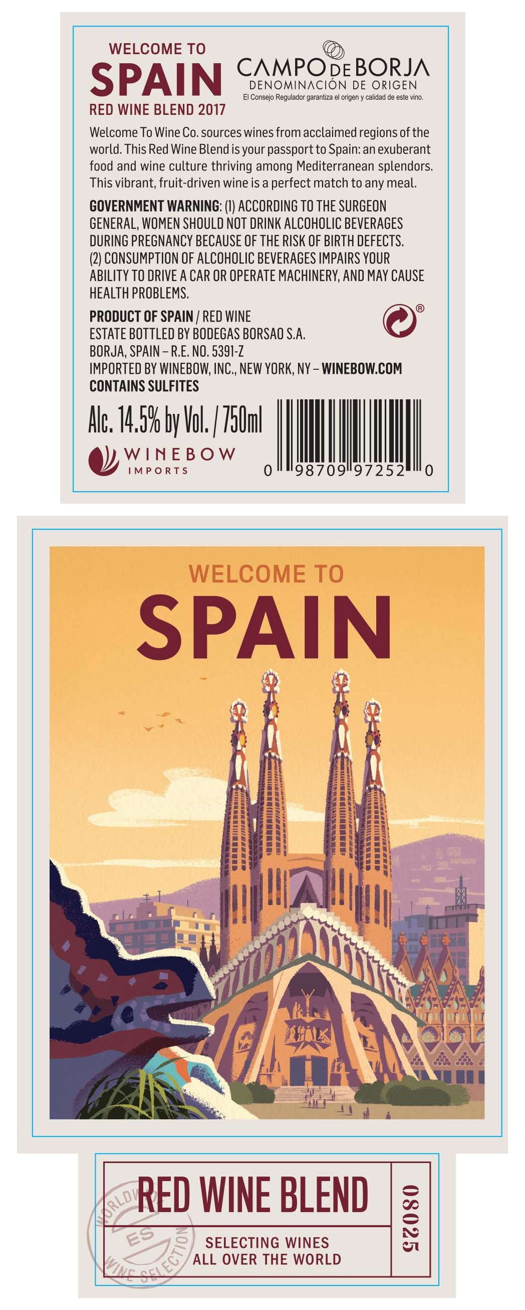 TABC label artwork for Welcome To Spain Red Blend