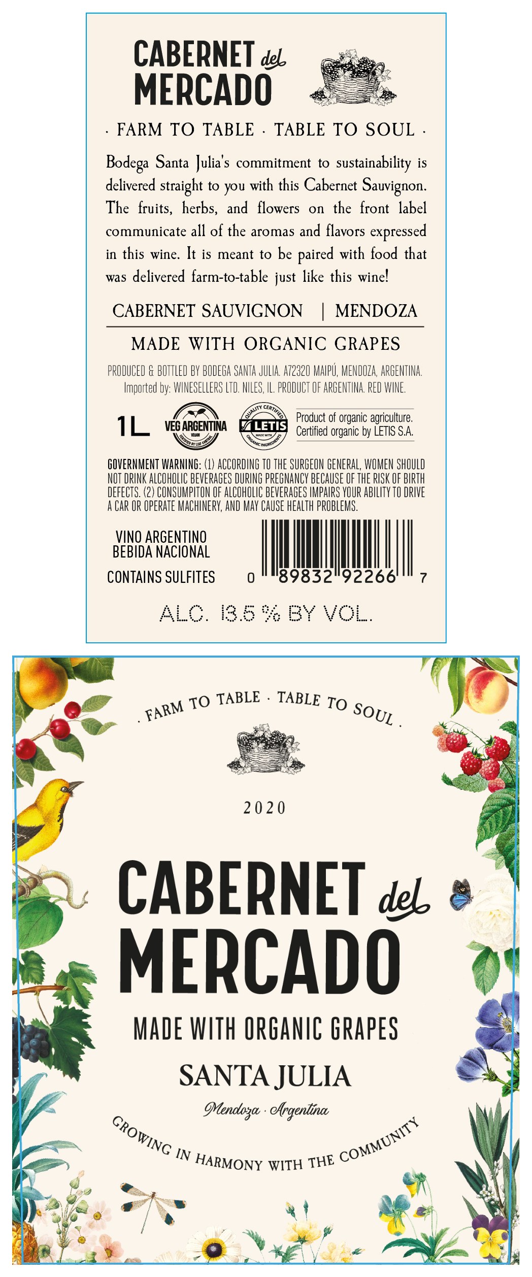 TABC label artwork for Santa Julia Cabernet Sauvignon Del Mercado