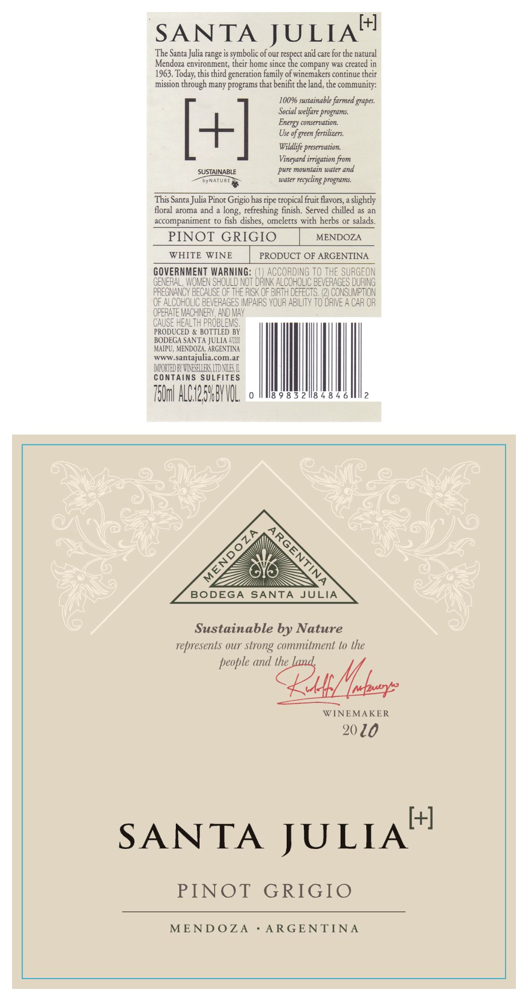 TABC label artwork for Santa Julia Pinot Grigio Plus
