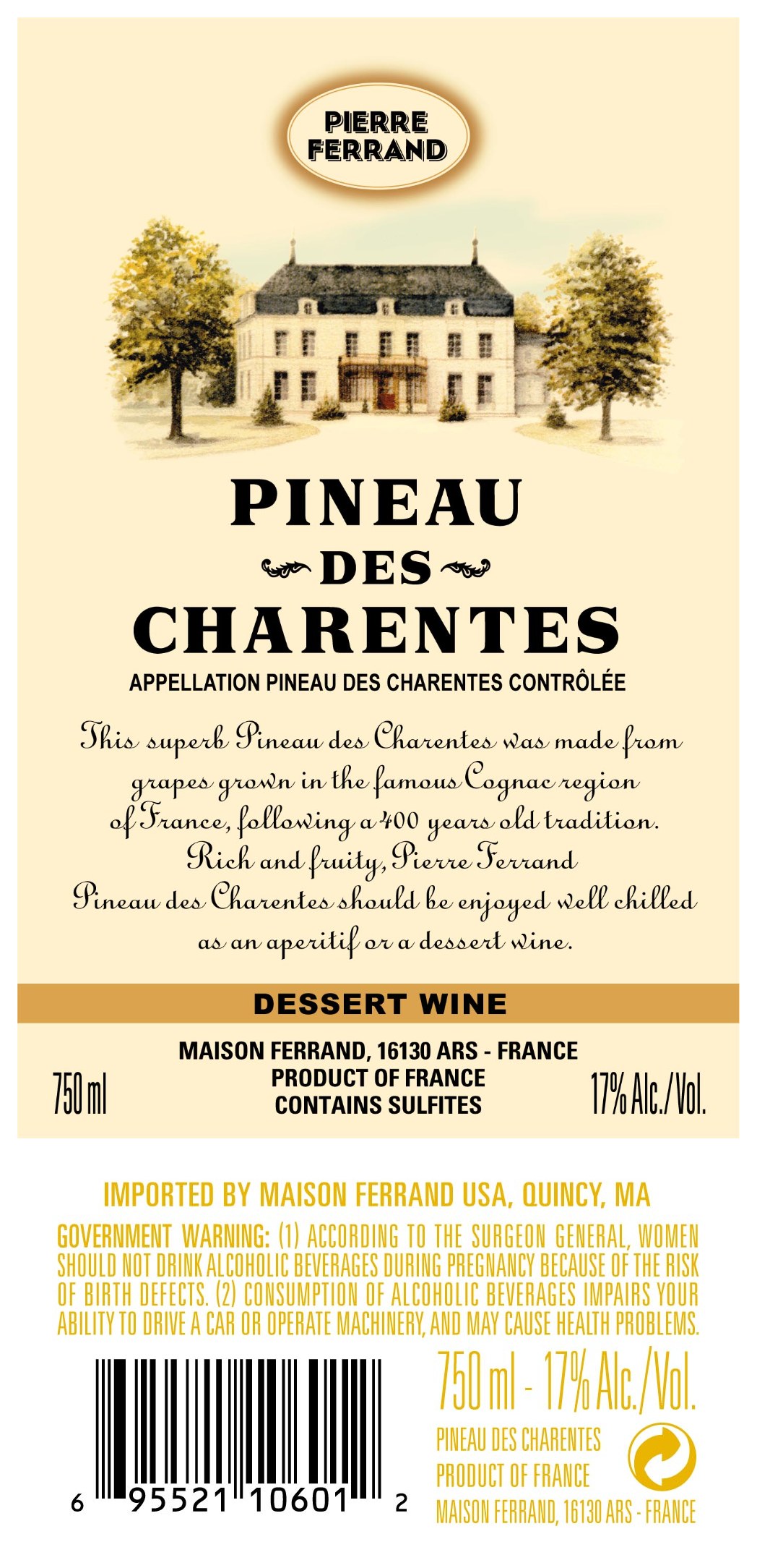 TABC label artwork for Ferrand Pineau des Charentes