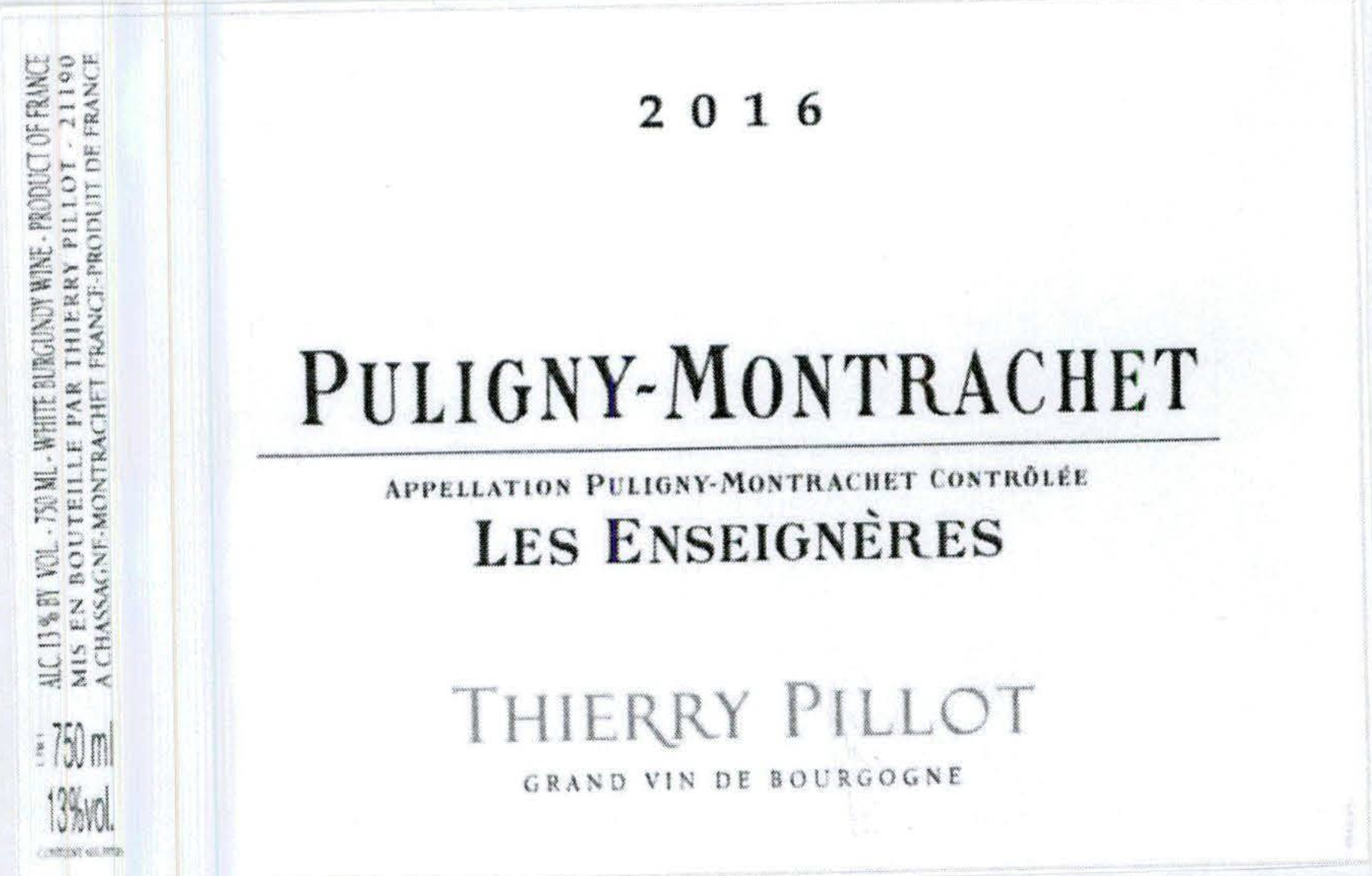 TABC label artwork for THIERRY PILLOT PULIGNY MONTRACHET LES ENSEIGNERES