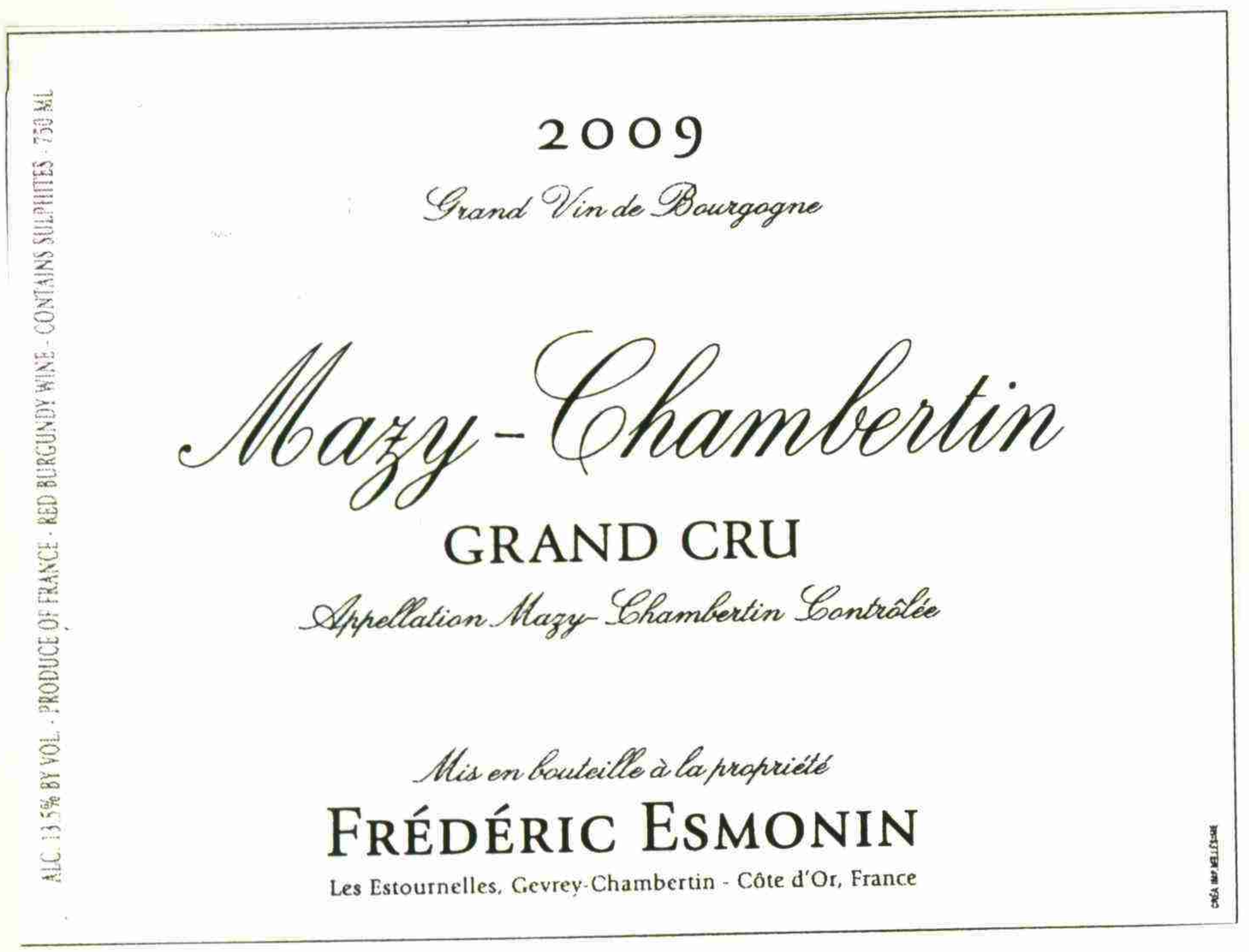 TABC label artwork for FREDERIC ESMONIN MAZY CHAMBERTIN