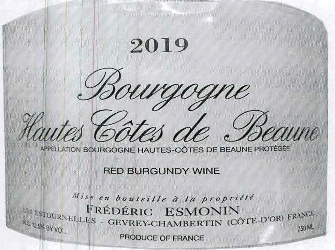 TABC label artwork for FEDERIC ESMONIN BOURGOGNE HAUTES COTES DE BEAUNE