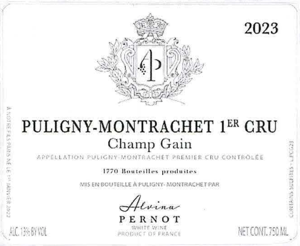 TABC label artwork for ALVINA PERNOT PULIGNY MONTRACHET CHAMP GAIN