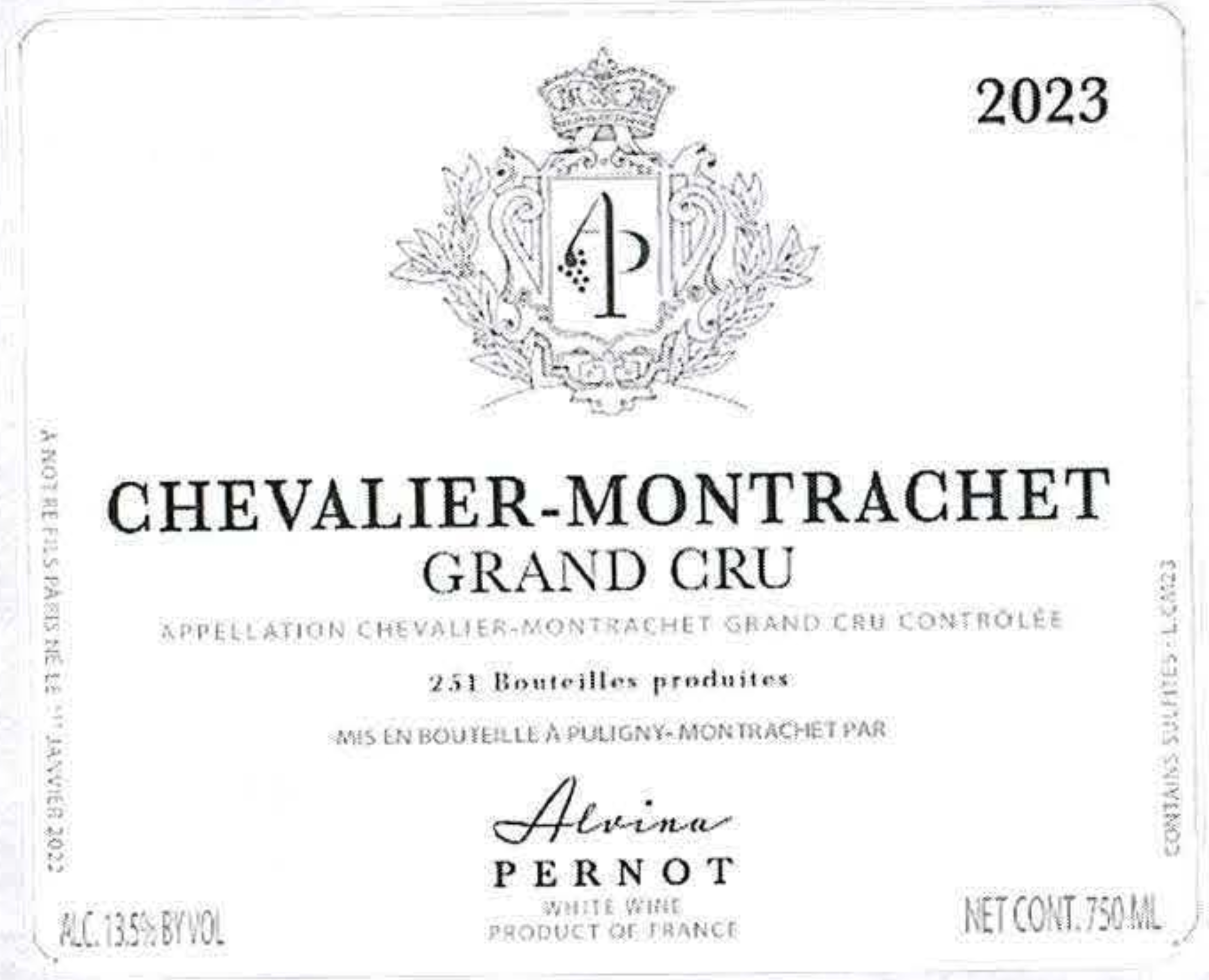 TABC label artwork for ALVINA PERNOT CHEVALIER MONTRACHET