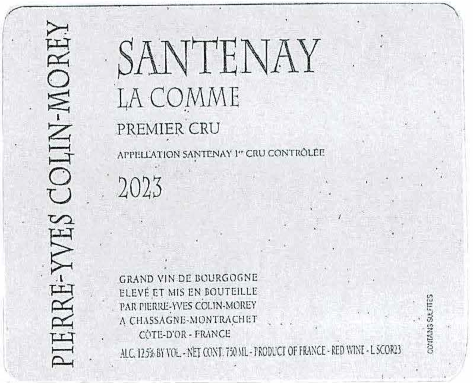 TABC label artwork for PIERRE-YVES COLIN-MOREY SANTENAY LA COMME