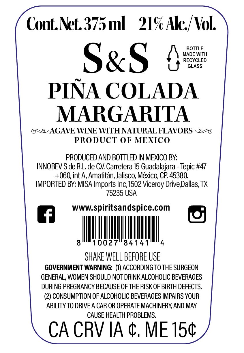 TABC label artwork for S & S PINA COLADA MARGARITA