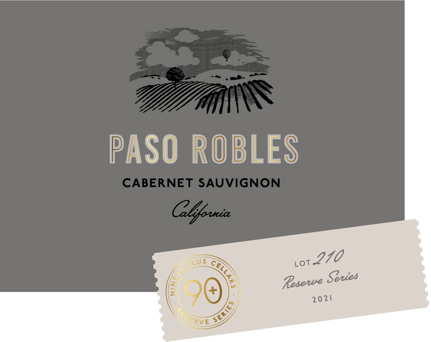 TABC label artwork for 90+ Cellars Lot 210 Cabernet Sauvignon, Paso Robles