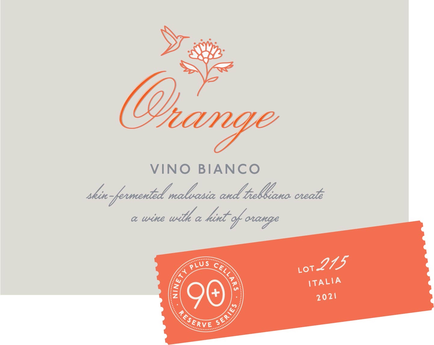 TABC label artwork for 90+ Cellars Lot 215 Orange, Abruzzo, Italy