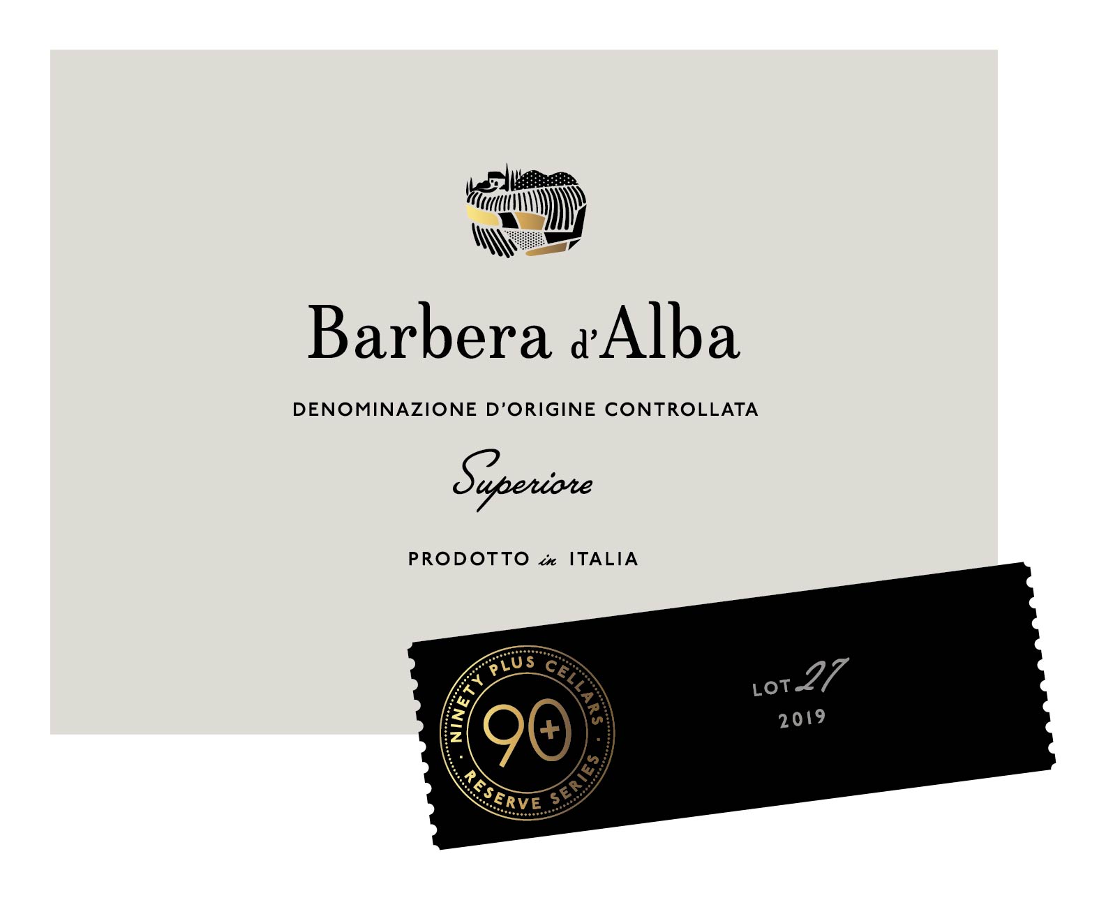 TABC label artwork for 90+ Cellars Lot 27 Barbera d'Alba Superiore