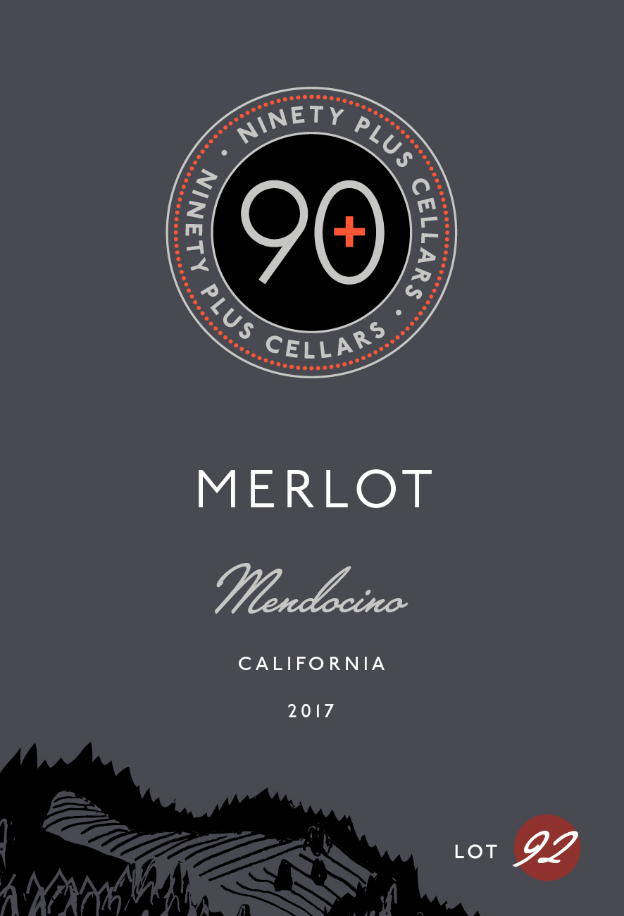 TABC label artwork for 90+ Cellars Lot 92 Merlot, Mendocino, CA