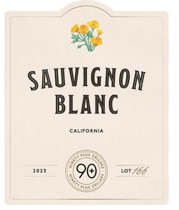 TABC label artwork for 90+ Cellars Lot 166 California Sauvignon Blanc