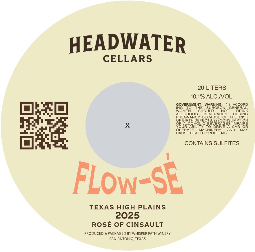 TABC label artwork for Headwater Cellars Flo-sé Rose of Cinsault