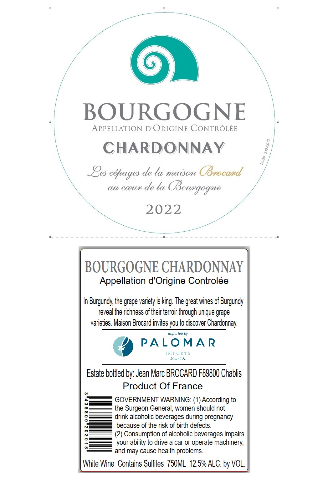 TABC label artwork for Jean-Marc Brocard Bourgogne Chardonnay