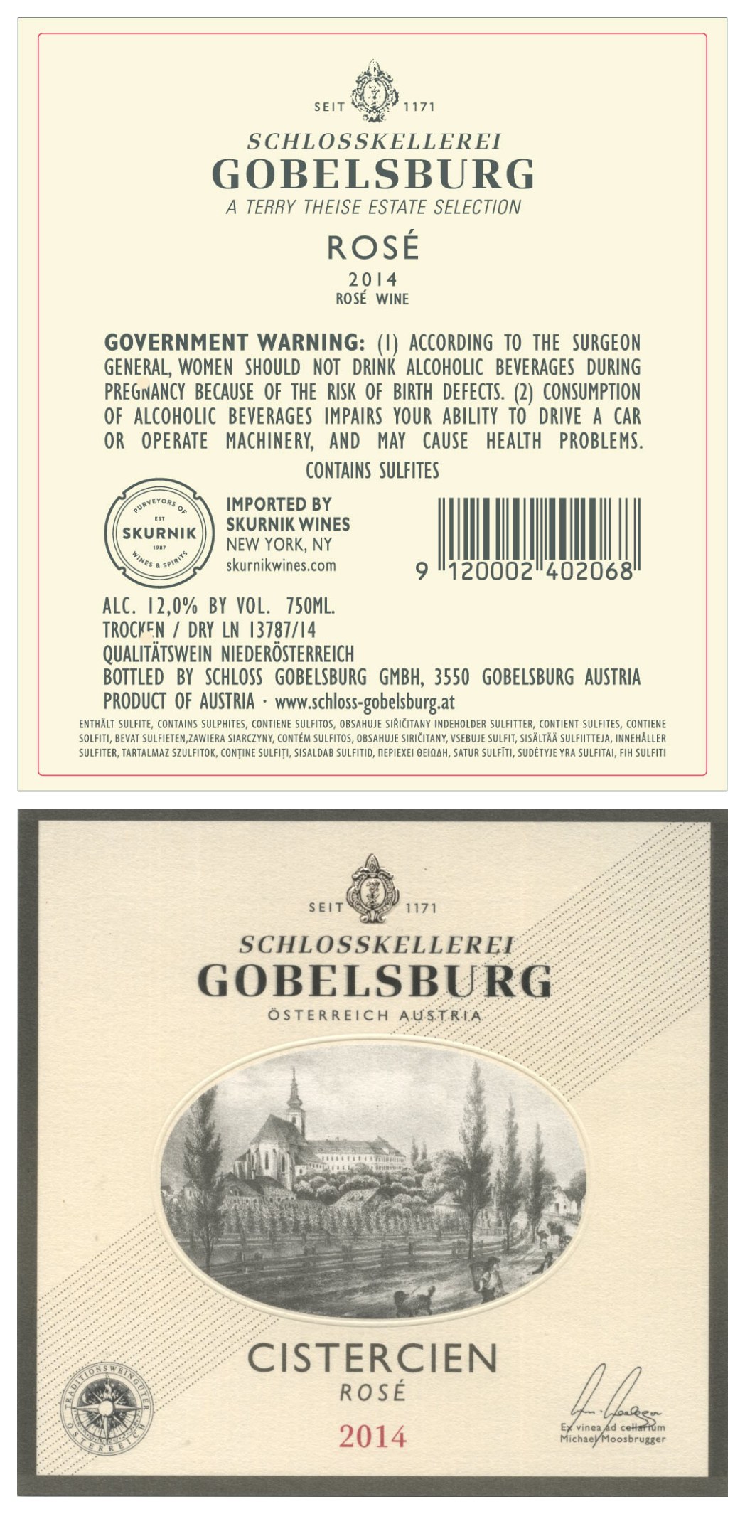 TABC label artwork for Gobelsburg Schlosskellerei Gobelsburg Cistercien Rose