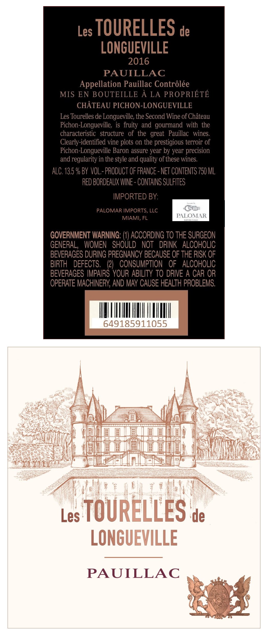 TABC label artwork for Les Tourelles de Longueville Pauillac