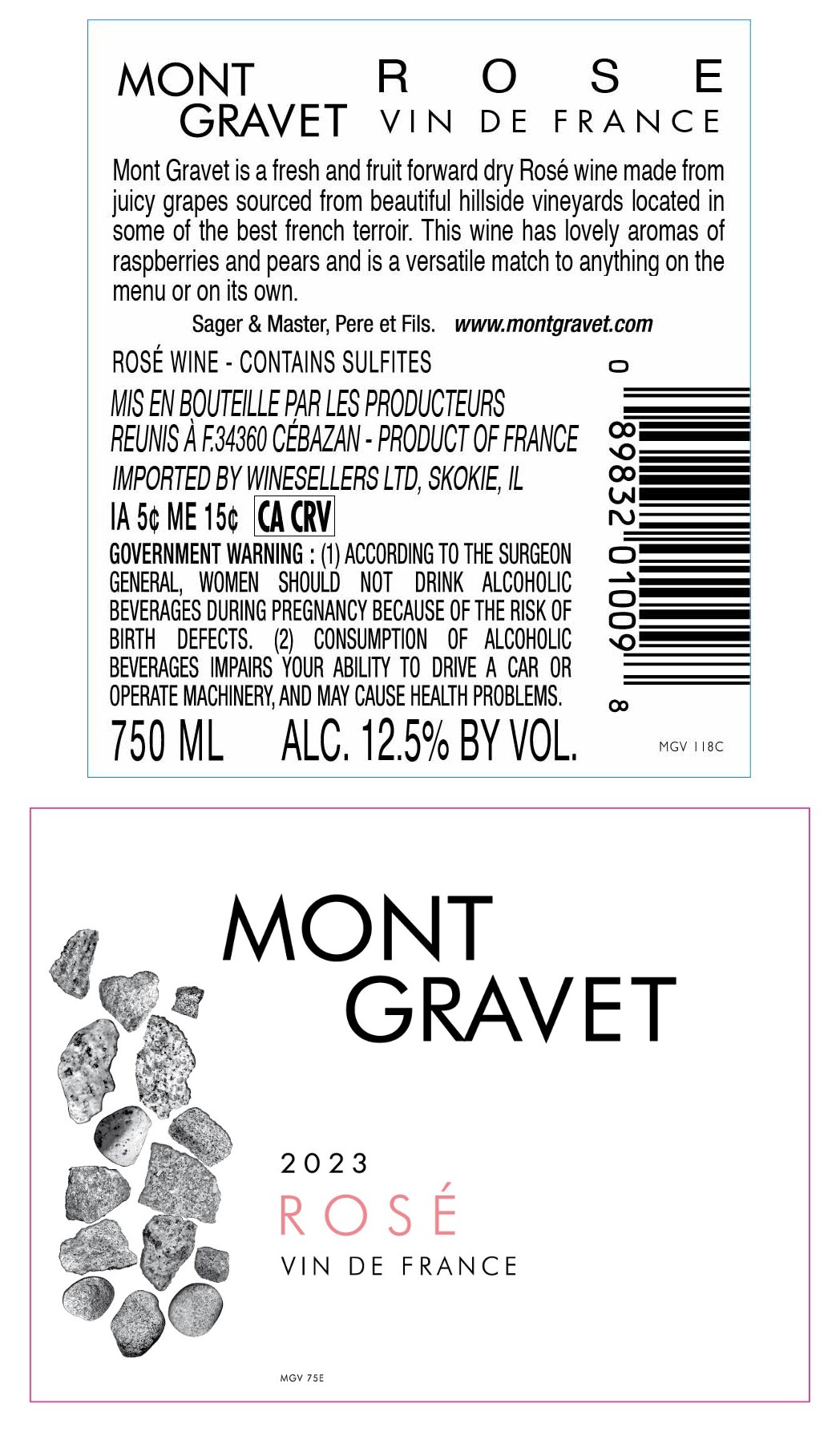 TABC label artwork for Mont Gravet Rose