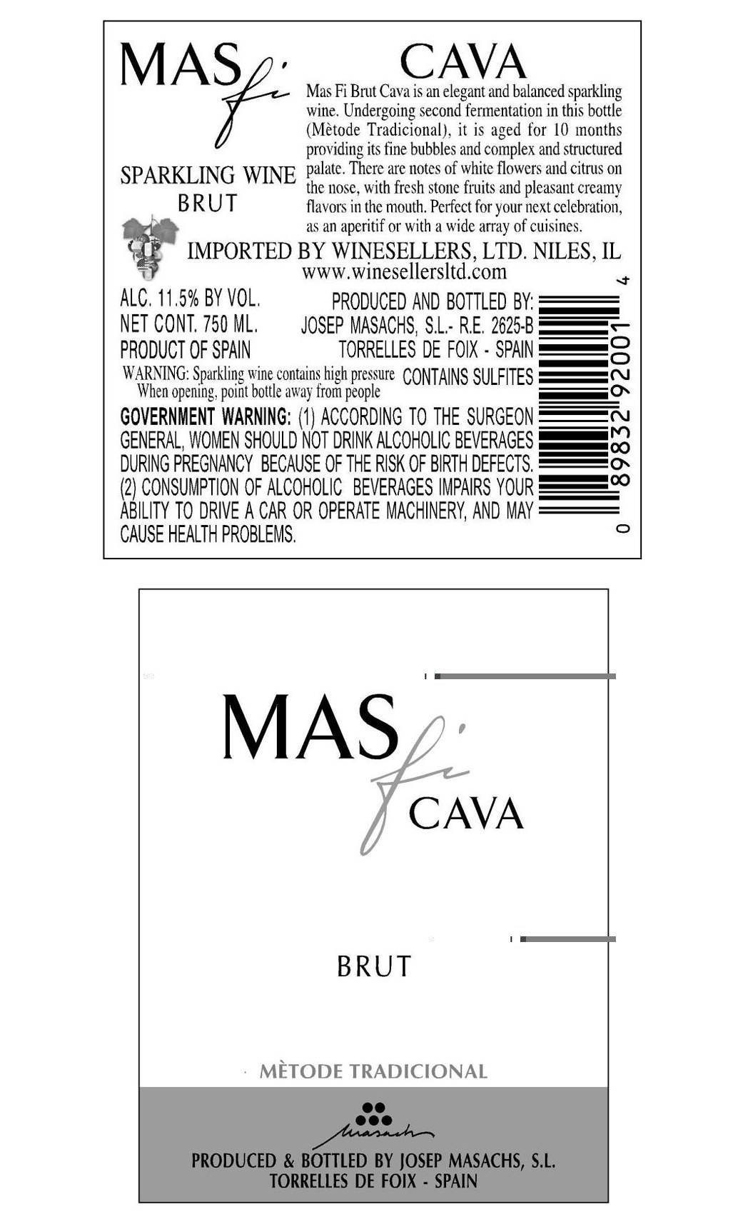 TABC label artwork for Mas Fi Cava Cava Brut NV