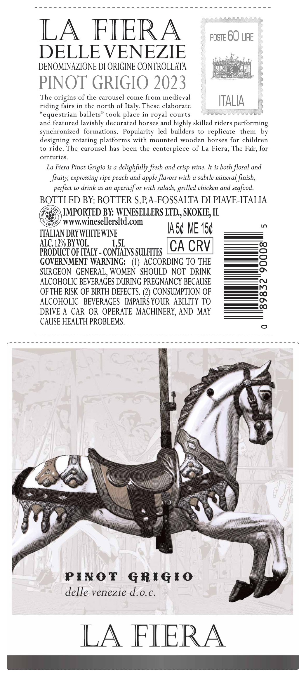 TABC label artwork for La Fiera Pinot Grigio
