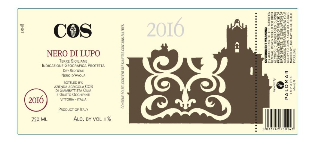 TABC label artwork for COS Nero di Lupo