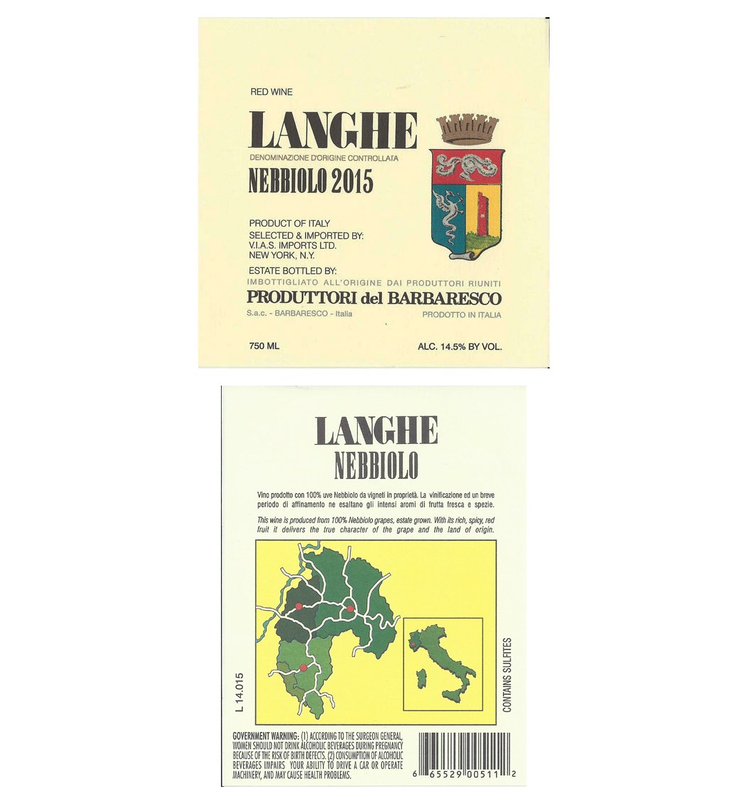 TABC label artwork for Produttori del Barbaresco Nebbiolo