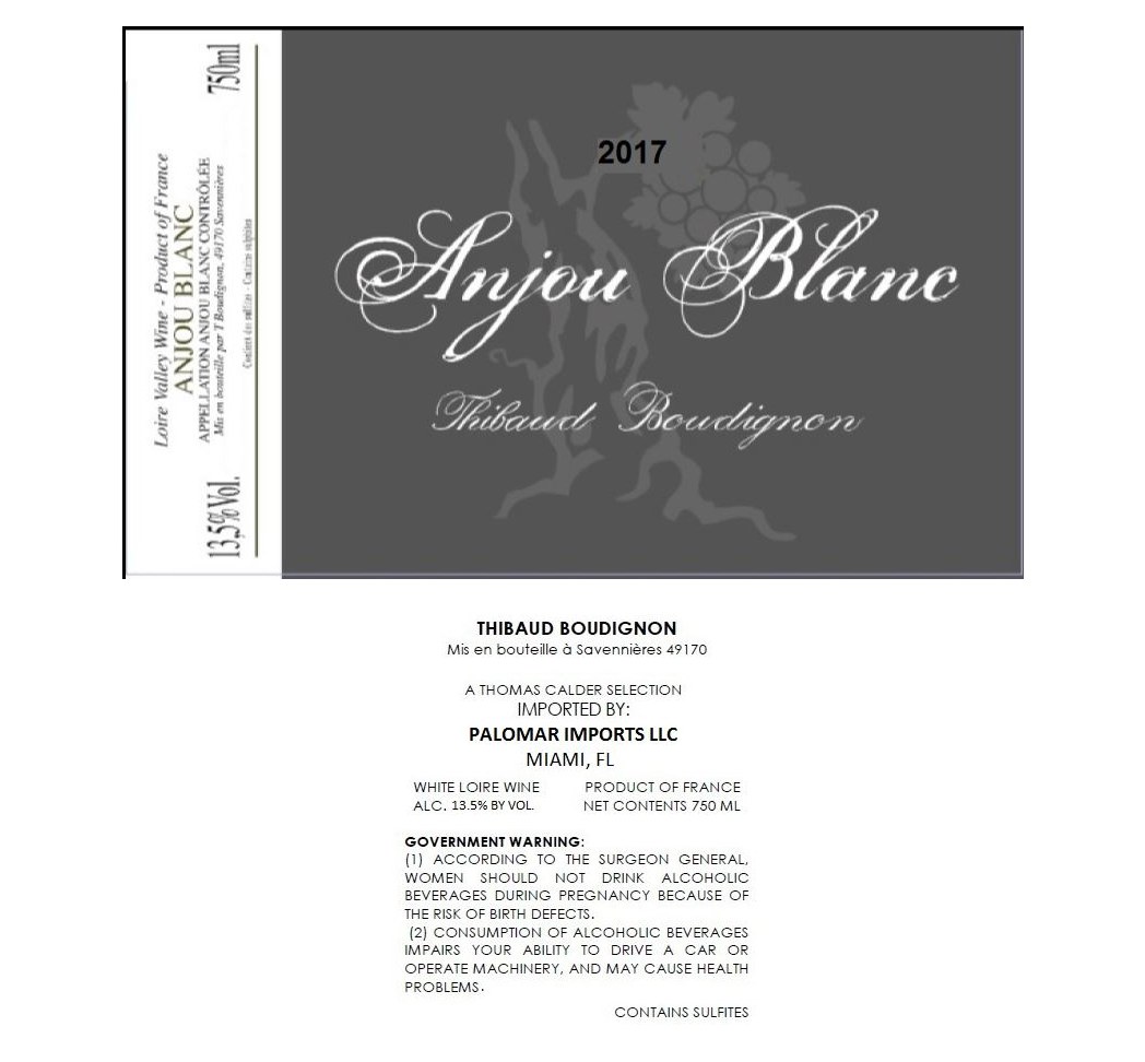 TABC label artwork for Thibaud Boudignon Anjou Blanc