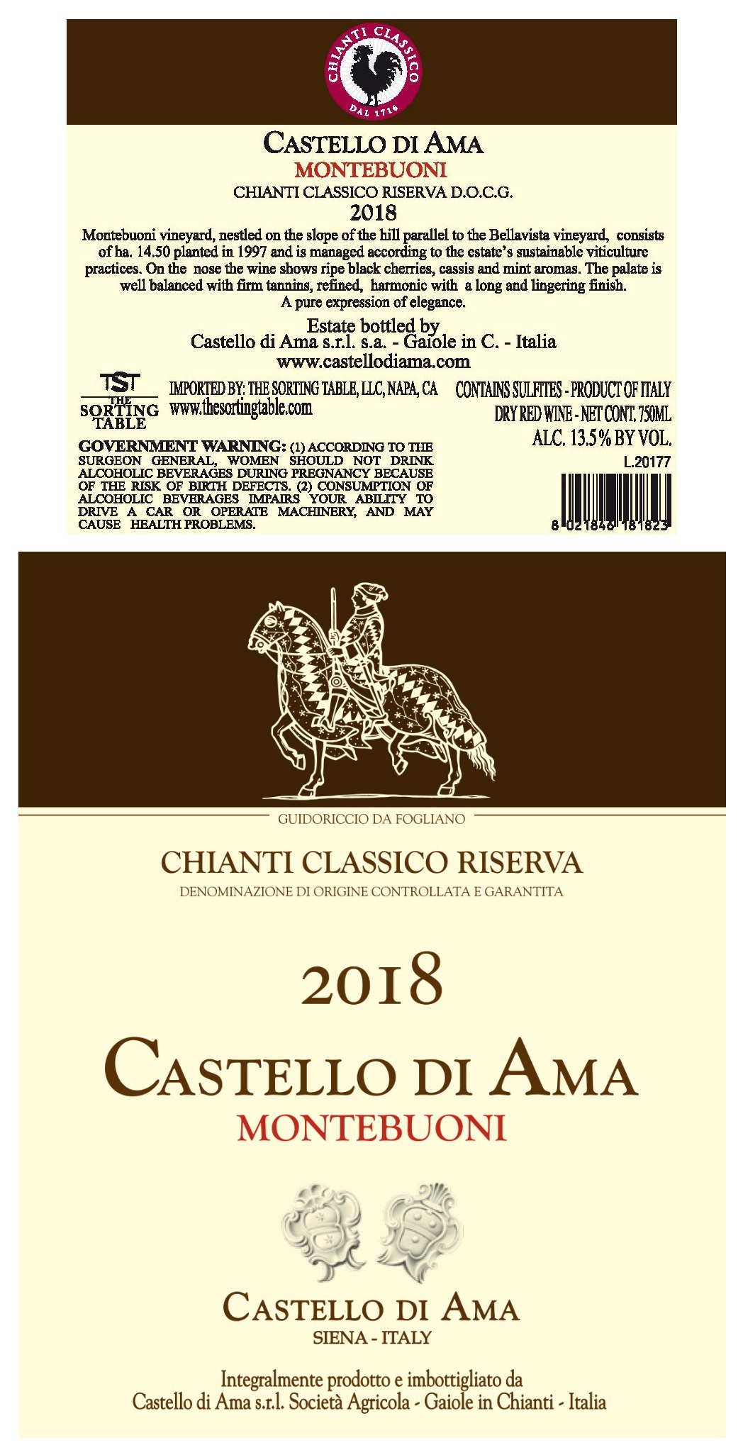 TABC label artwork for Castello di Ama Chianti Classico Riserva