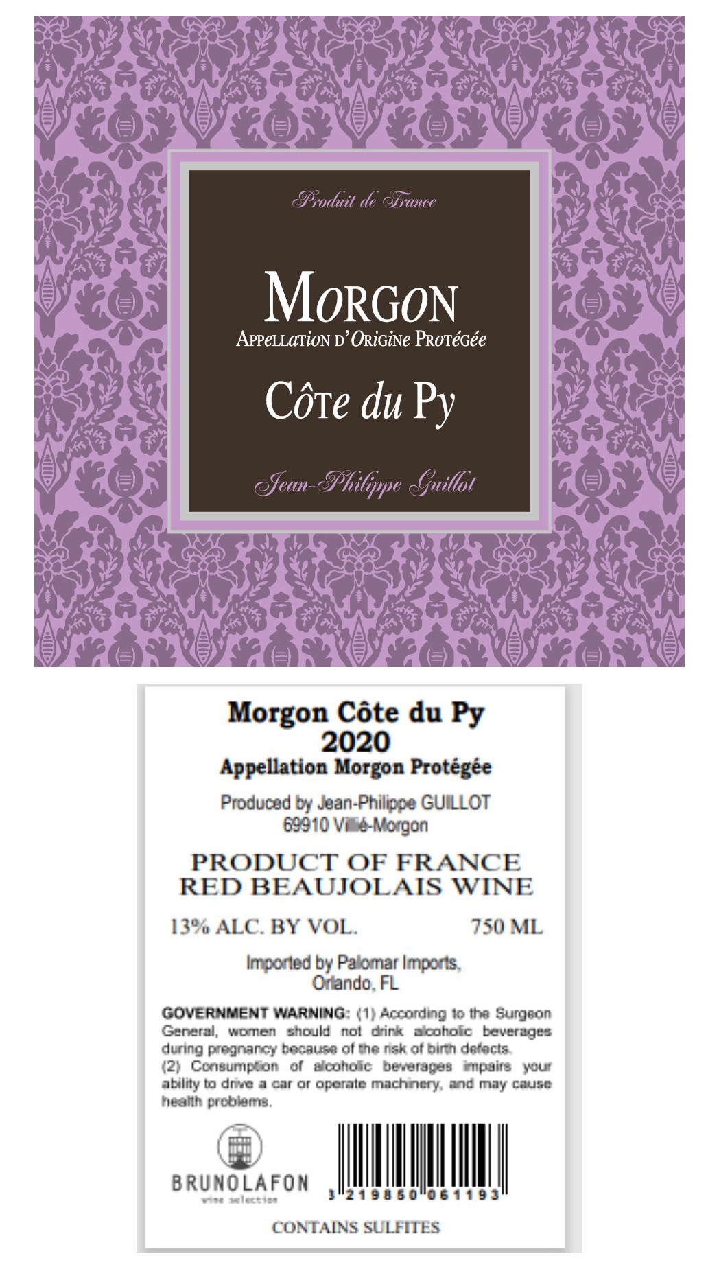 TABC label artwork for Jean Philippe Guillot Morgon Cote Du Py