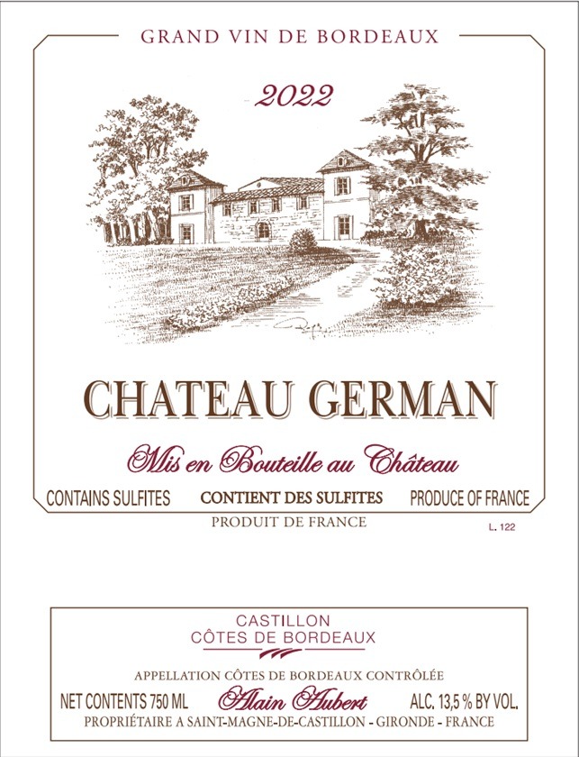 TABC label artwork for Chateau German Cotes de Bordeaux