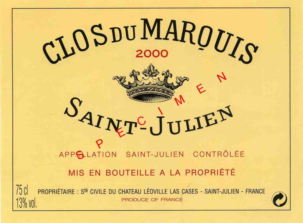 TABC label artwork for Clos du Marquis Saint Julien