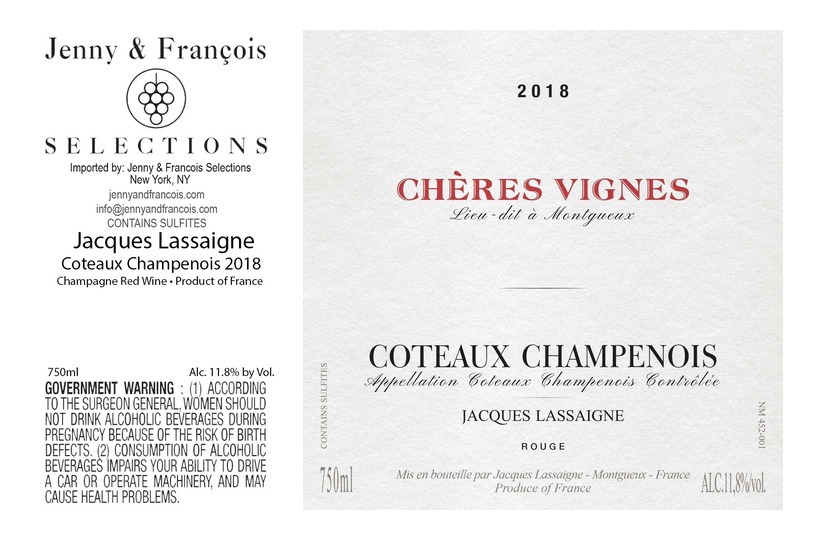 TABC label artwork for Jacques Lassaigne, Coteaux Champenois Rouge