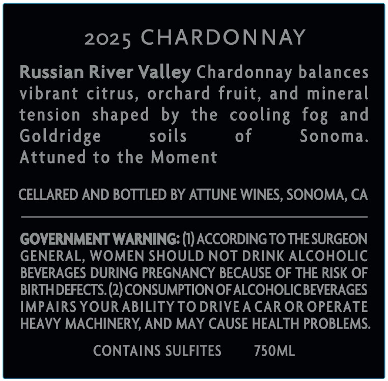 TABC label artwork for Attune Wines Chardonnay