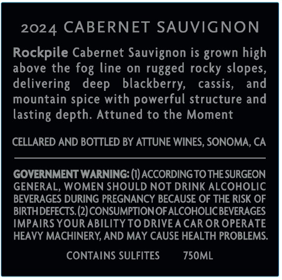 TABC label artwork for Attune Wines Cabernet Sauvignon