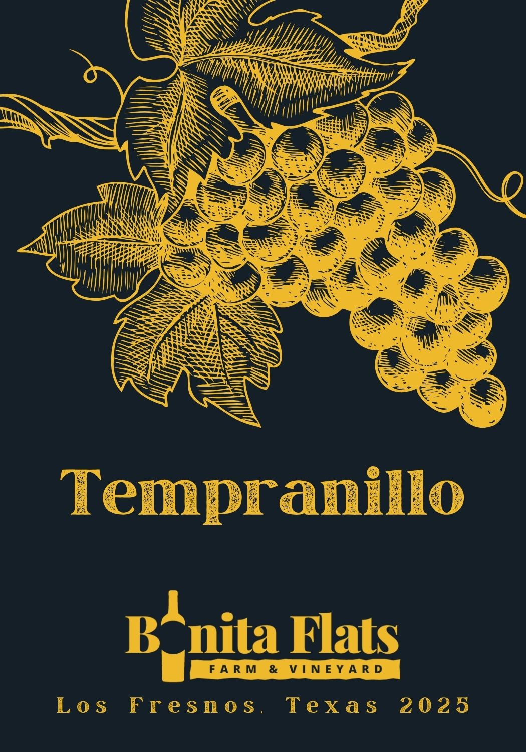 TABC label artwork for Bonita Flats Farm and Vineyard Tempranillo