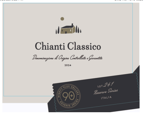 TABC label artwork for 90+ Cellars Lot 241 Chianti