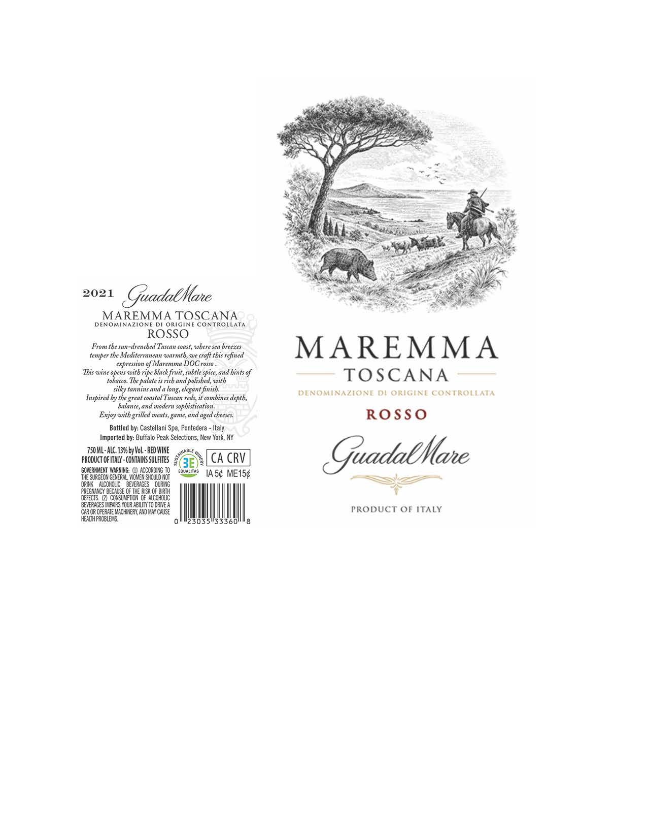 TABC label artwork for Guadalmare Maremma Toscana Rosso DOC