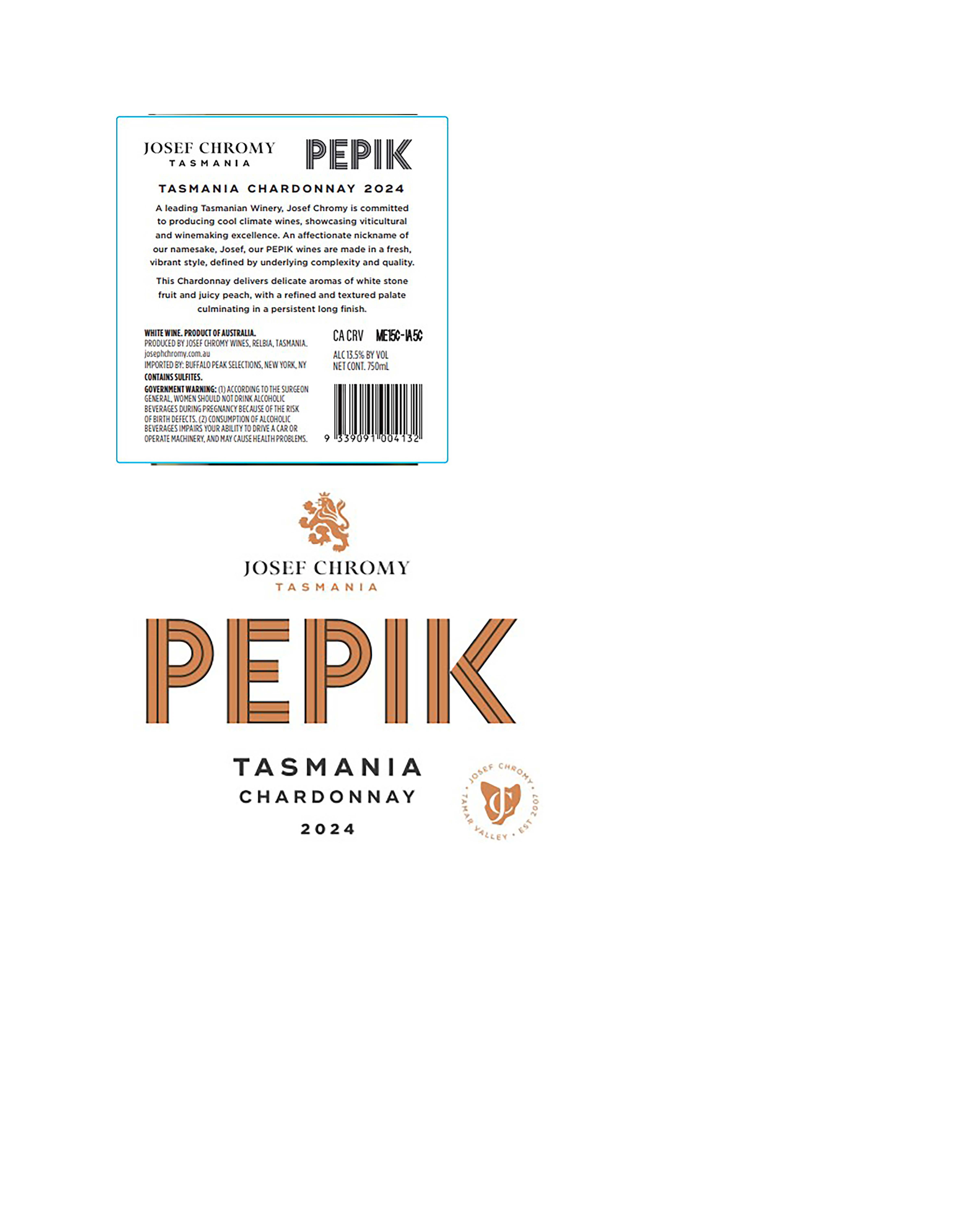 TABC label artwork for Josef Chromy Pepik Chardonnay