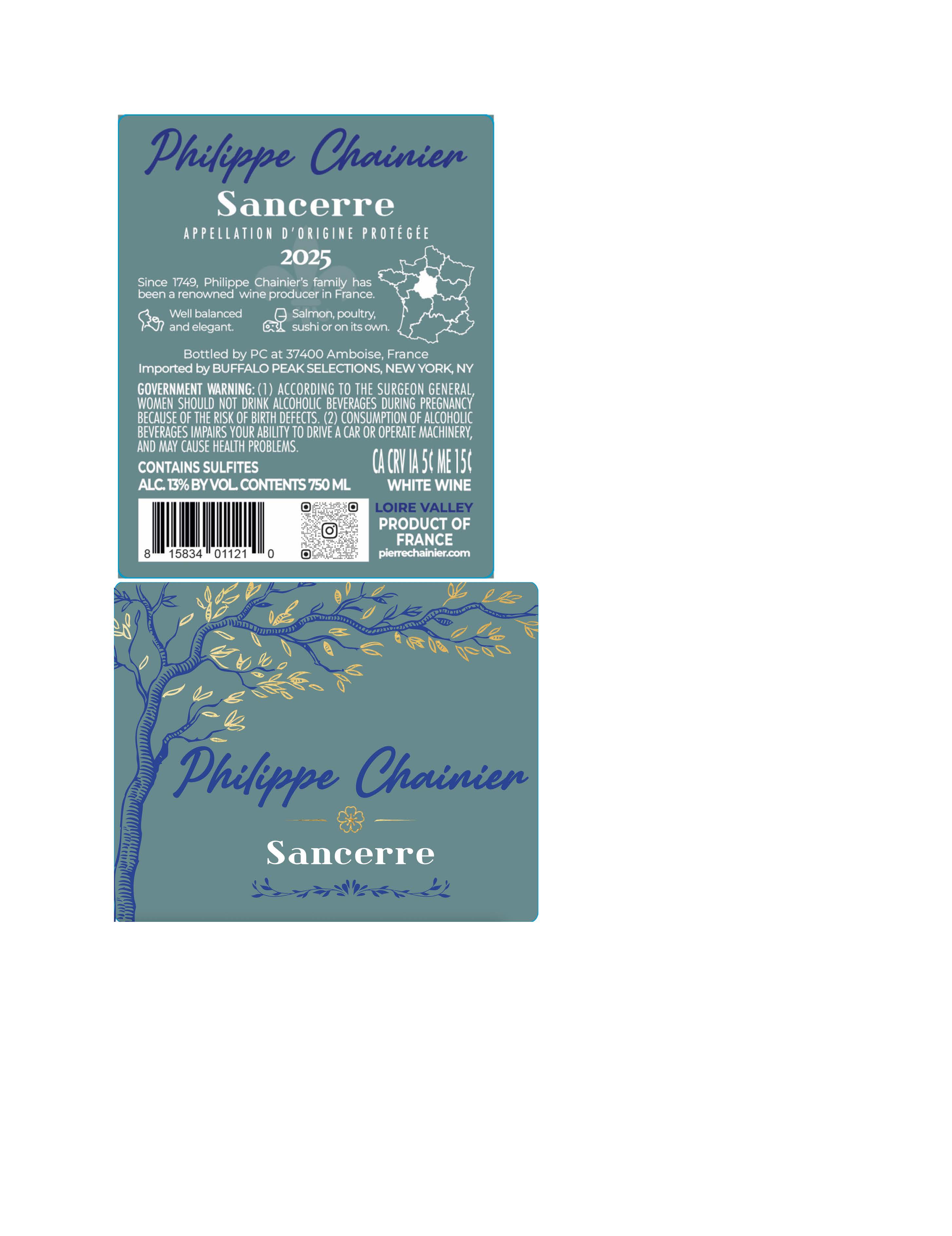 TABC label artwork for Philippe Chainier Sancerre